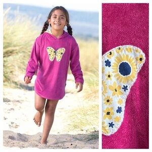 Kite Pink Butterfly Appliqué Terrycloth Beach Cover-Up